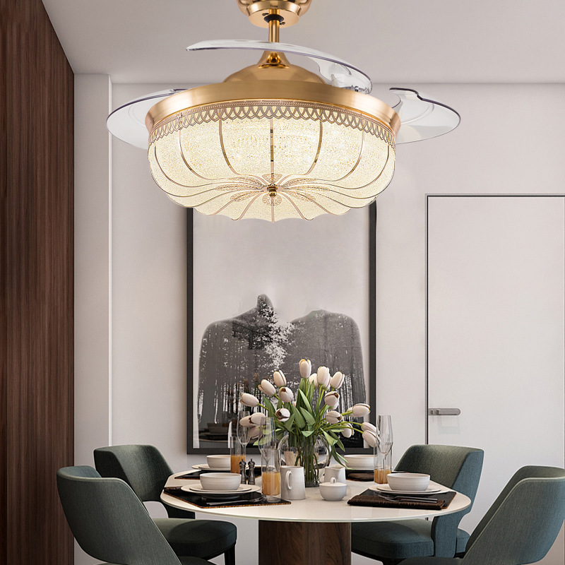 

Crystal Ceiling Fan Light Living Room Ceiling Fan Light Bedroom Home Quiet Restaurant Fans with Lights