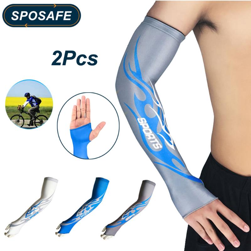 

Elbow & Knee Pads 1Pair Anti-UV Sun Protection Arm Compression Sleeves Stretchy Anti-slip Basketball Cycling Golf Cover Cooler Protector, White