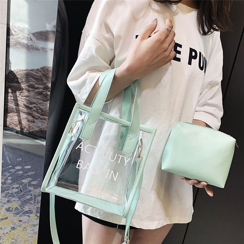 

Women Transparent Handbag Shoulder Bag Clear Jelly Purse Clutch Plastic Tote
