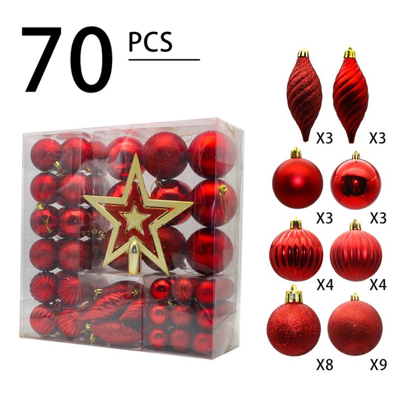 

70pcs Christmas Tree Decoration Ball Ornaments Hang Shiny Bauble Ball For Home House Bar Party Decoration