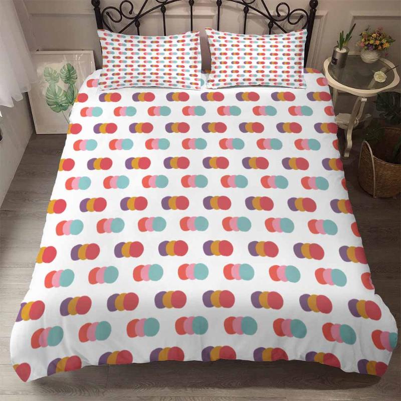 

BEST.WENSD Microfiber Fabric Circle duvet cover elasticity Geometric style bedding red pink blue bedding ropa de cama 2020 bed, As picture