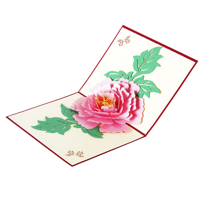 

3D Up Greeting Cards Peony Birthday Valentine Mother Day Christmas