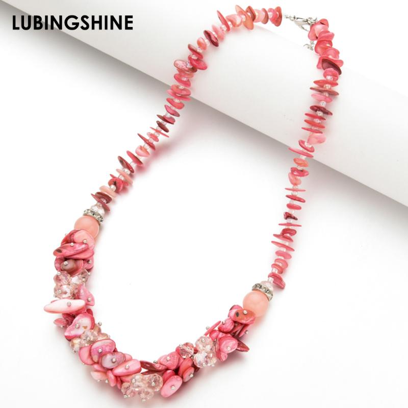 

Bohemian Handmade Crystal Beads Necklaces for Women Natural Shell Statement Long Chain Necklace Female Choker Collier Jewelry