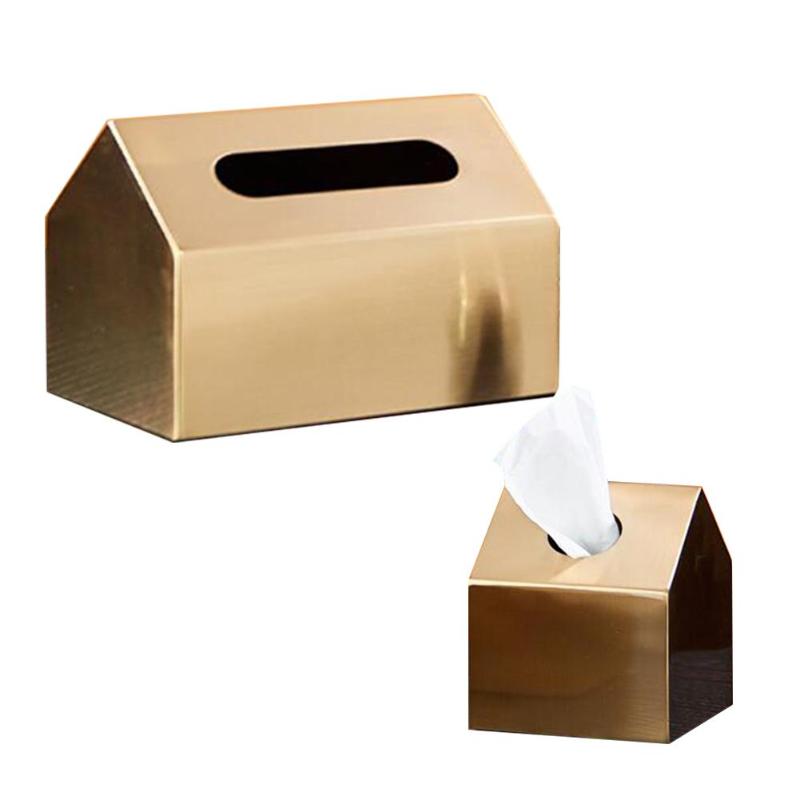 

Tissue Box Adorable House Shaped Square Tissue Box Stainless Steel Holder for Bathroom Bedroom Office