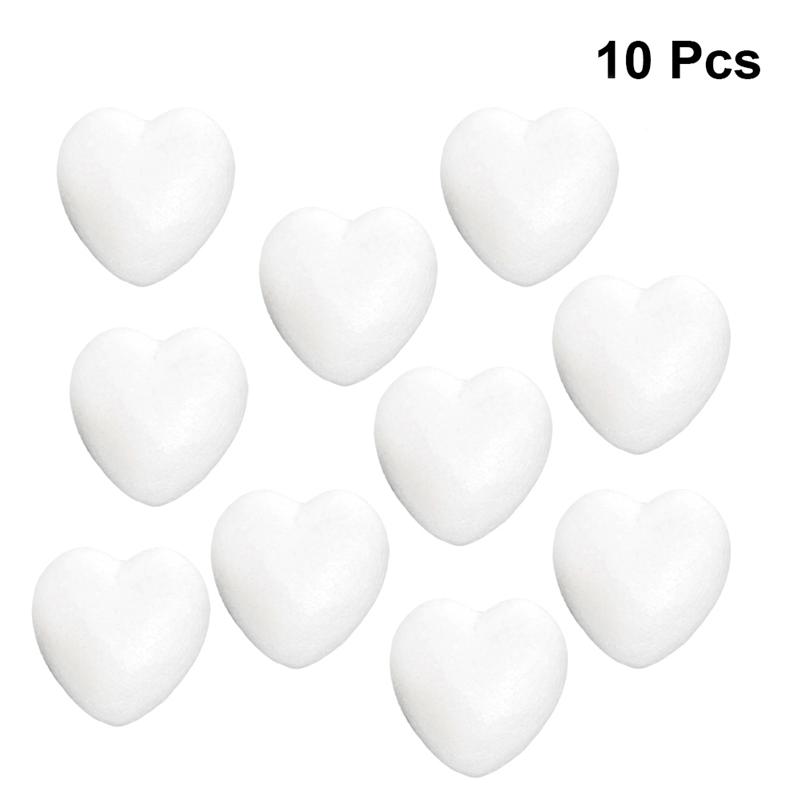 

10 Pieces 6cm White Heart Shaped Styrofoam Foam Ornaments DIY Craft Party Decoration