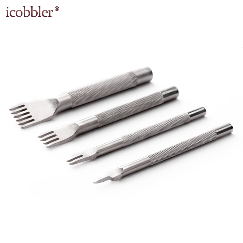 

1/2/4/6 Claw Leather Punching Tool Leather Cutter Ignition Iron Wallet Bag DIY Crafts Tool Set, Black Steel 3/4mm Pitch 4pcs