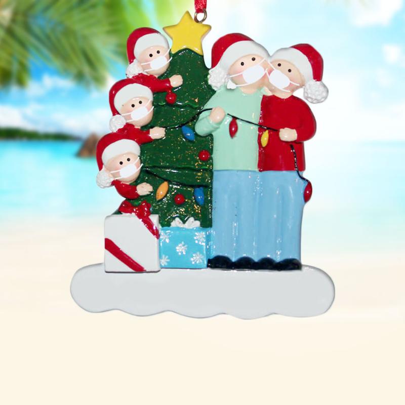 

2020 Christmas Gift DIY Name Blessings Resin Pendants XMAS Tree Hanging Ornament Exquisite Snowman Outfit For Family Mask Shape