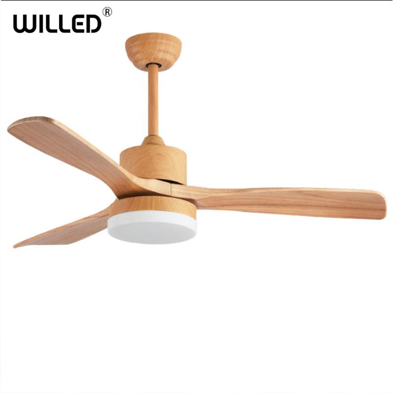 

LED Wood Ceiling Fans lamp for Living Room 220V Wooden Fan With Lights Blades Cooling Remote Control Dimming De Teto Lamp