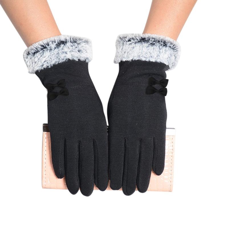 

Gloves Winter rekawiczki damskie keep Warm Bowknot Cotton Solid Touch Screen Riding Drove Gloves Comfortable Women