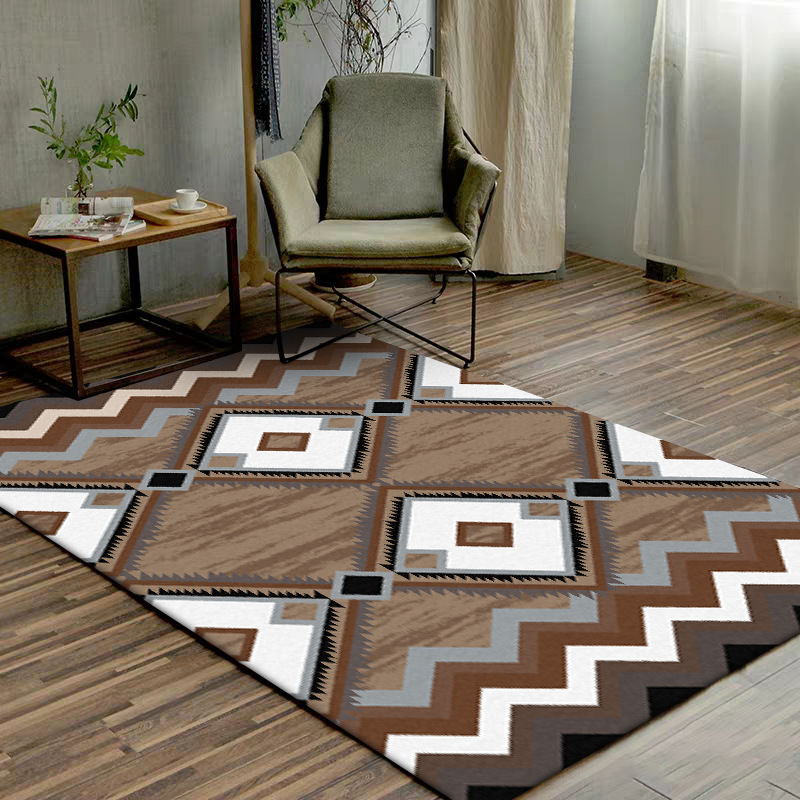 

Fashion retro European Diamond geometry door mat living room plush rug bedroom floor mat custom made non-slip floor