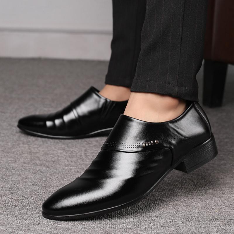 

2020 Men Classic Leather Shoe Slip On Office Formal Flats Wedding Party Mens Dressing Shoes Male Formal Work Shoes, Bw