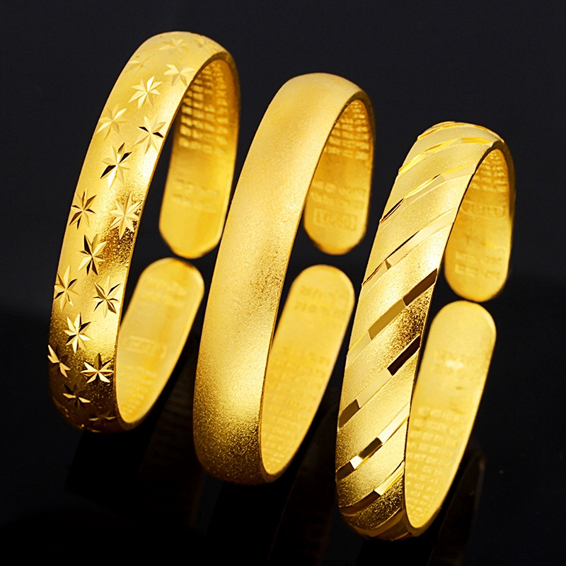 

10mm Wide Cuff Bangle 18k Yellow Gold Filled Classic Solid Womens Girls Bangle Bracelet Gift Dia 55mm