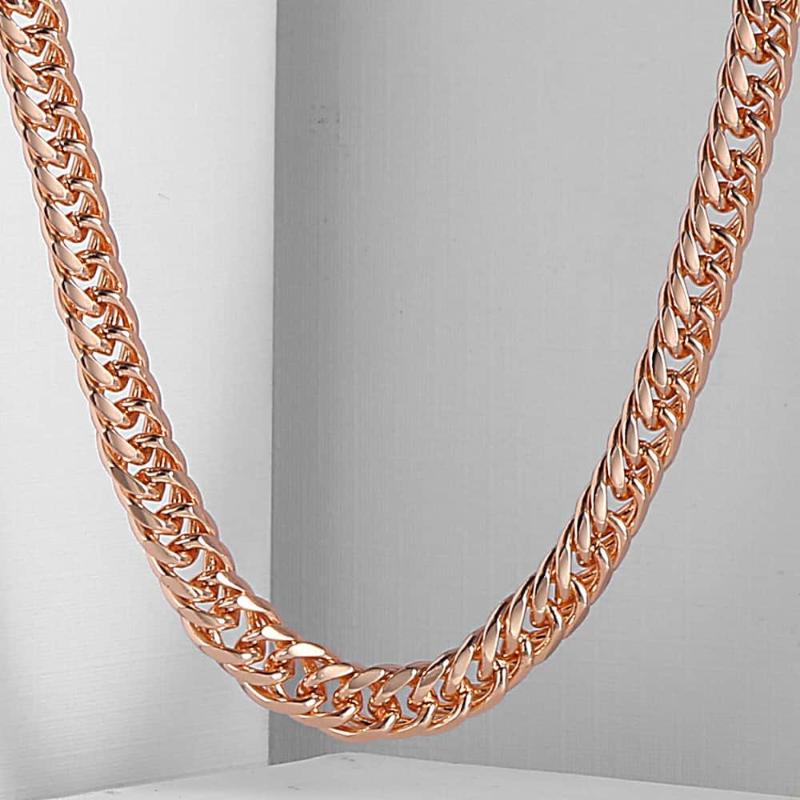 

5mm Wide MENS Curb Cuban Necklace Rose Gold Filled Chain Lobster Clasp GN162