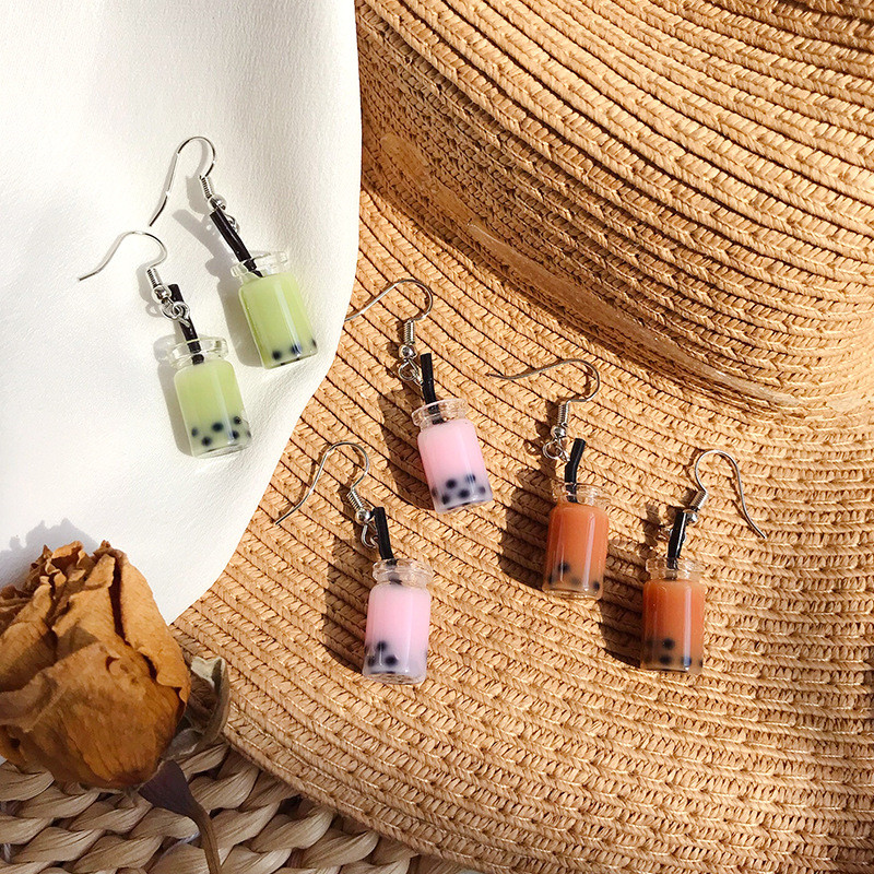 

Dangle & Chandelier Creative Personality Pearl Milk Earrings For Women Girls Japanese Korean Fun Ear Hook Small Jewelry Gifts