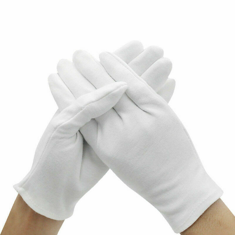 

6Pairs White Inspection Cotton Work Gloves Coin Jewelry Lightweight S M L XL