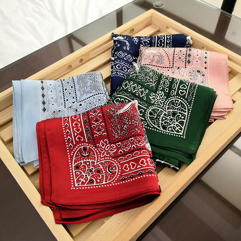 

100% Silk Scarf Shiny Bandana Women's Vintage Floral Animal Print Scarf Small Neck Hair Kerchief Headband 20.8x20.8 inches