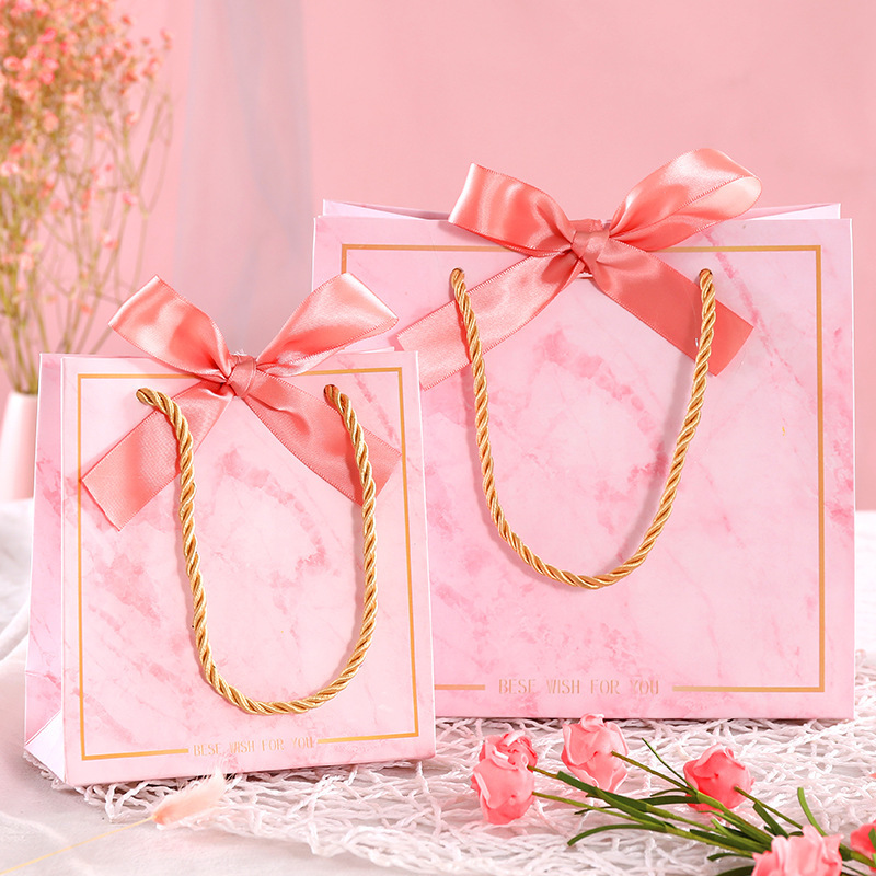 

INS Marble Tote Bag Valentine's Day for girlfriend gift box packaging Bags Mall shopping paper bag customizable cajas de regalo