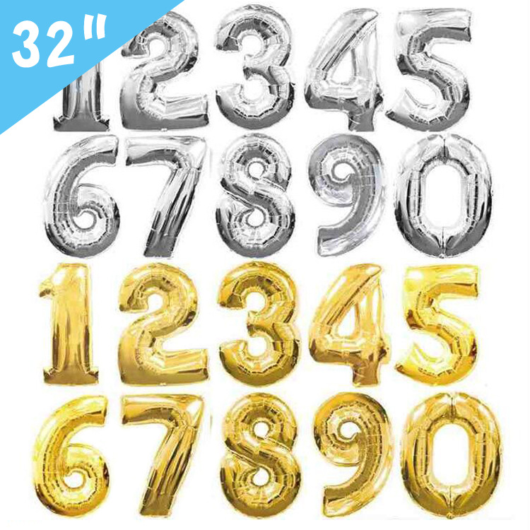 

32 inch Big Foil Birthday Balloons Helium Number Balloons Happy Birthday Party Decorations Kids Toy Figures Wedding