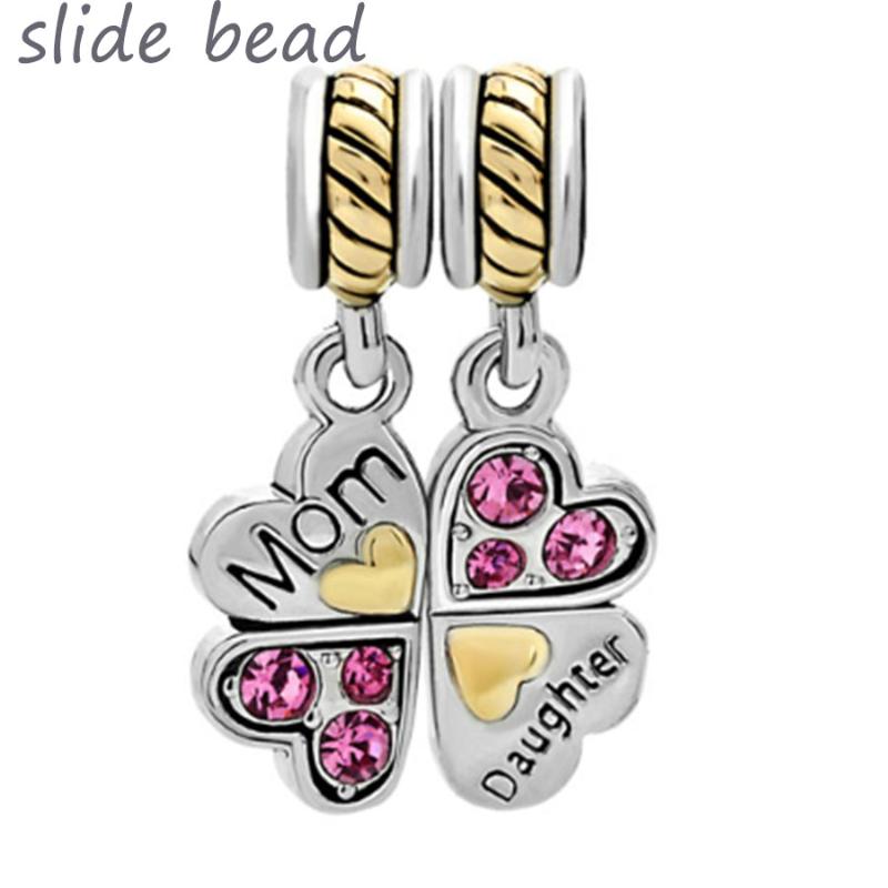 

Fit charm bracelets Mother Daughter Charm Bracelets Heart Love Butterfly Bracelet beads for jewelry making