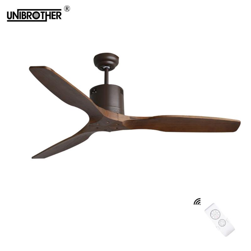 

European Luxury Ceiling Fan With Remote Control 3 Wooden Blades Attic Without Light Fans Dining Room Lamp Fan Modern Nordic