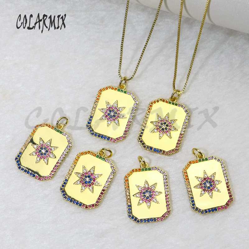 

10 pcs rectangle pendants necklace golden pieces pendants summer colors crystal jewelry necklace accessories for women 5668
