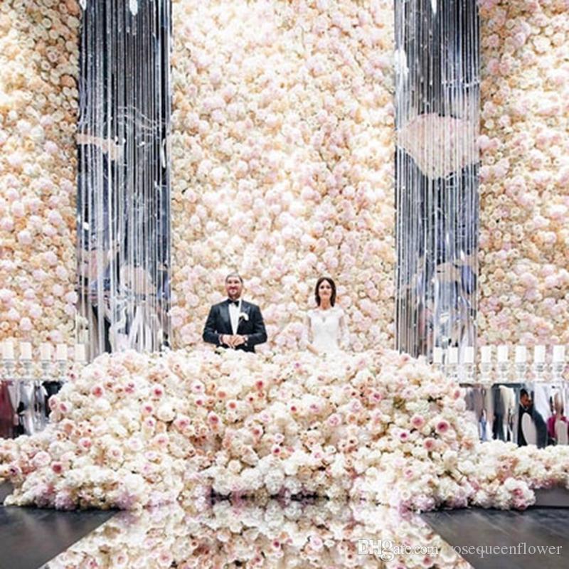 

2020 40x60cm silk rose artificial flowers wedding decoration flower wall for party supplies background, Green