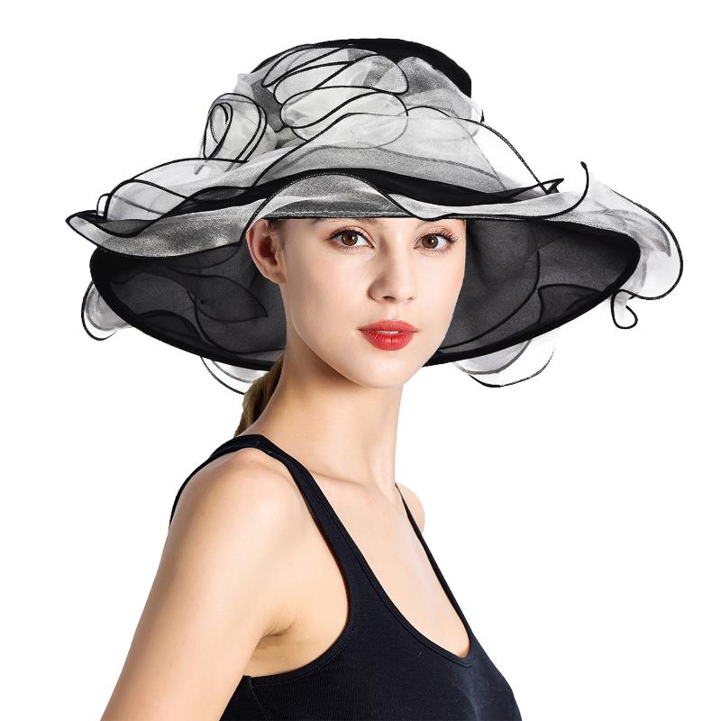 

Hat manufacturers elegant ladies flower decoration party top hat S10-3117, Black
