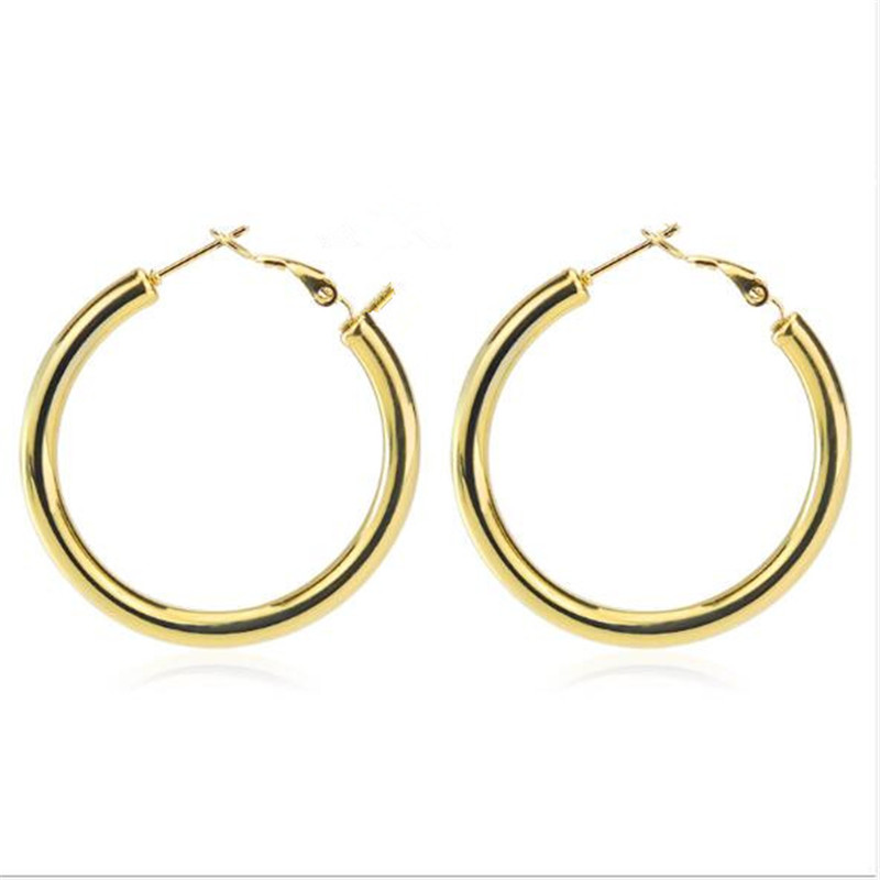 

New Creative Silver Color 30MM Round Circle Stud Earrings For Women Steel Cartilage Ear Piercing Fashion Jewelry Gifts