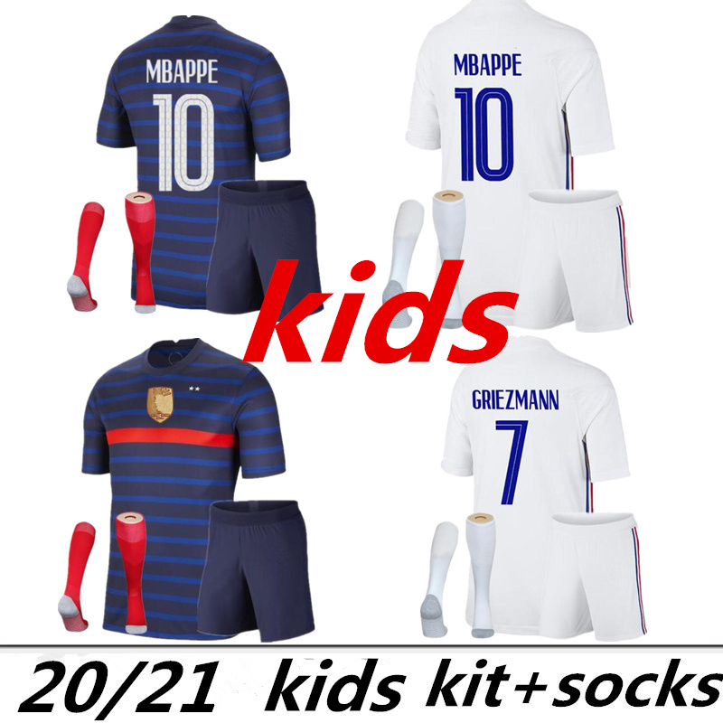 

2021 2022 2 stars France soccer jersey MBAPPE BENZEMA GRIEZMANN KANTE POGBA Maillot de foot EURO 20 21 Kids kits + socks set football shirts Uniform youth