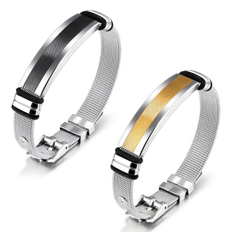 

Granny Chic Bangle Men's Slide Mesh Bracelet Adjust Length 16.5-21cm Wristbands Stainless Steel Male