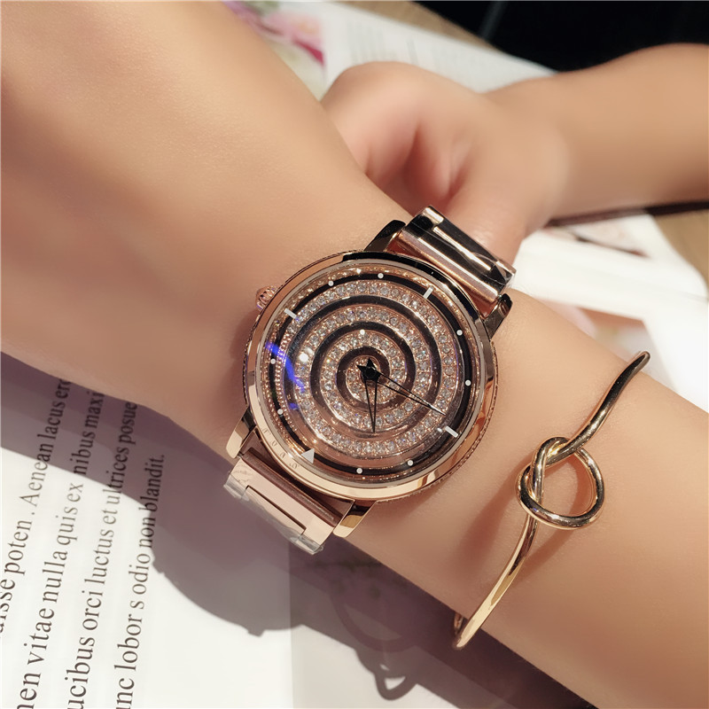 

Korea Hot Style Luxury Diamond Watch For Women Delicate Fashion Rose Gold Steel Strap Wrist Quartz Watch For Gift, Blue