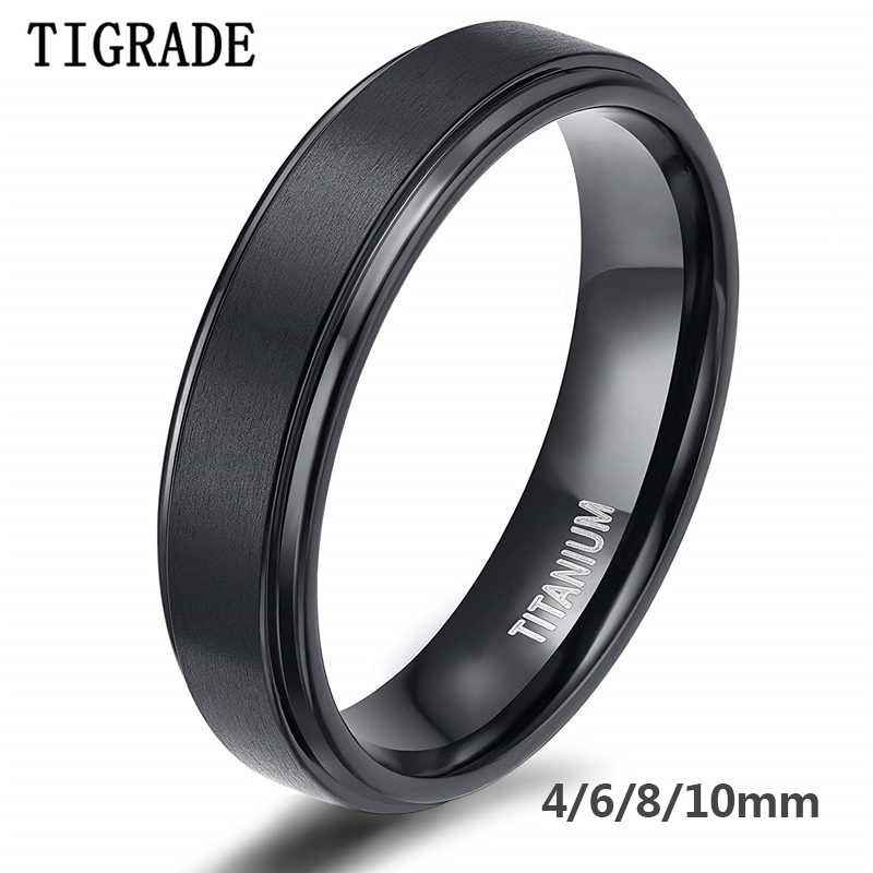 

Tigrade Black Titanium Ring For Men Wedding Engagement Jewelry Band 4/6/8/10 mm Cool Dark Classic Unisex Ring Female Size 4-15