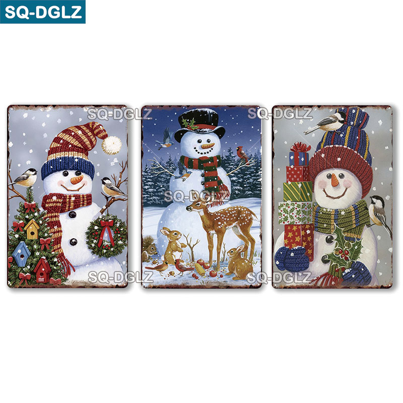 

3 Christmas Gifts Metal Painting Plaque Vintage Bar Sign Wall Decor