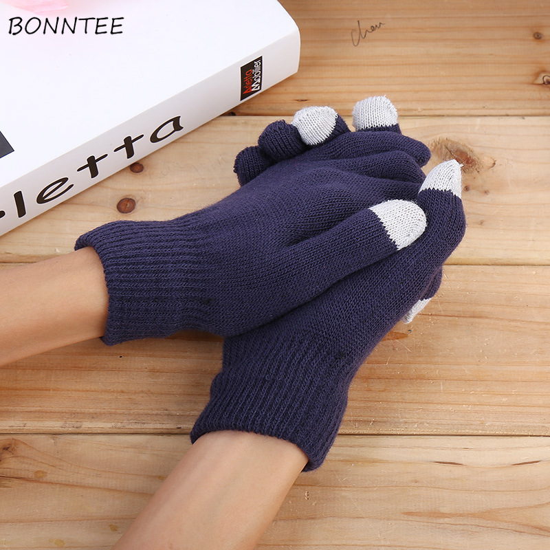 

Gloves Mittens Women Knit Winter Warm Thicker Windproof Womens Touch Screen High Quality Hot Sale Simple Finger Glove All Match