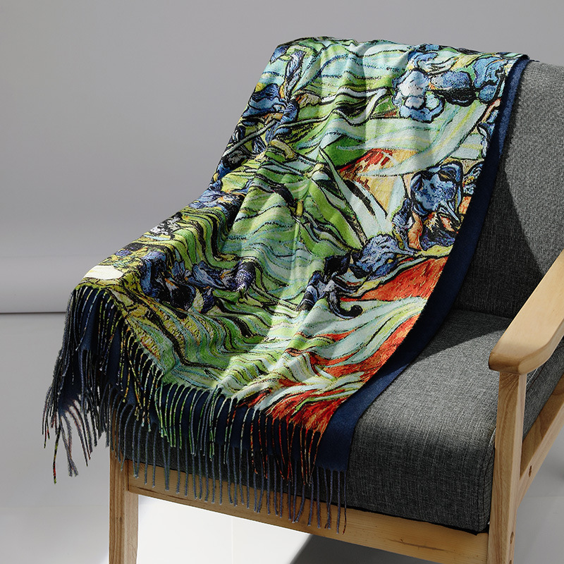 

Autumn Designer New women winter cashmere scarf shawl Digital painted shawl Gogh oil painting ladies Blanket scarf