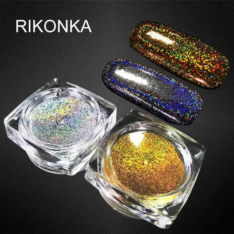 

Laser Gold Silver Holographic Shiny Nail Glitter mirror powder for nail Gel Polish Magic Mirror Effect Manicure for Art