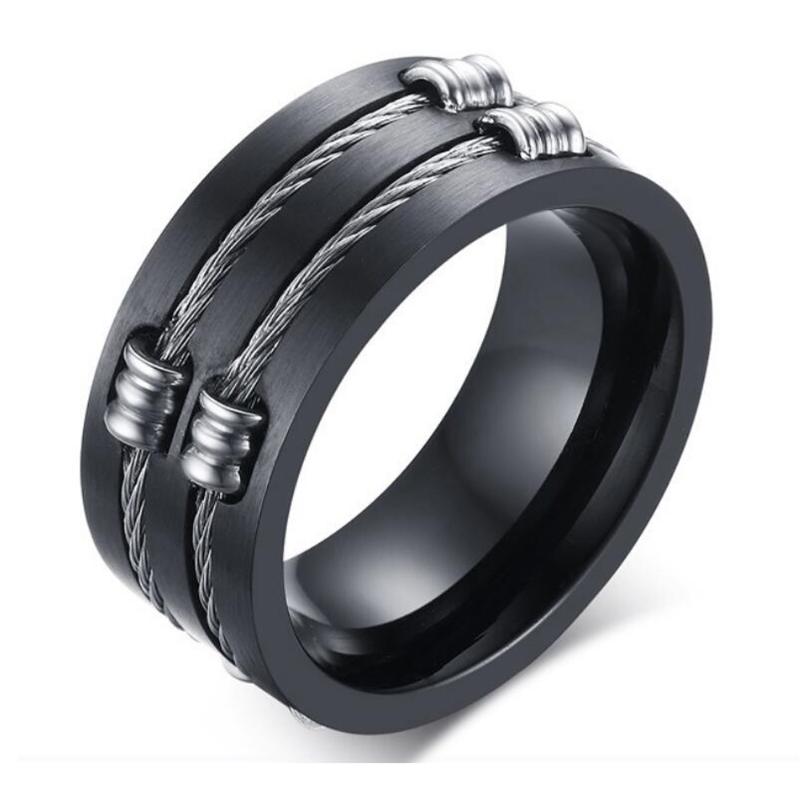 

Classic Wire Cable Biker Rings For Men 316L Stainless Steel Brushed Design Boy Signet Finger Bands Hip Hop Bladed Ring Jewelry