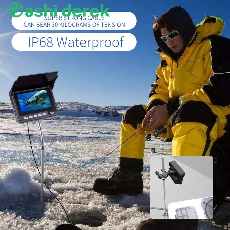 

F05C 120 wide viewing angle HD display 1200TVL ice fishing camera with sun-visor 8 infrared lights 8500mAh battery fish finder