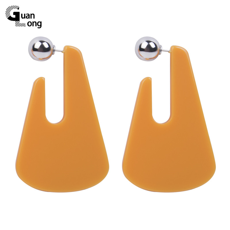 

GuanLong Hot Metal Large Resin Acrylic Geometric Personality Long Drop Earrings For Women Girl Party Fashion Jewelry Big Brincos