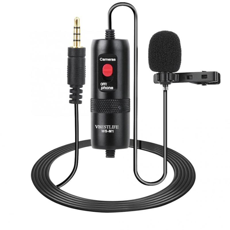 

VBESTLIFE 3.5mm Audio Video Record Lavalier Lapel Microphone Omnidirectional Condenser Clip On Mic for Smartphone Vlog Camera