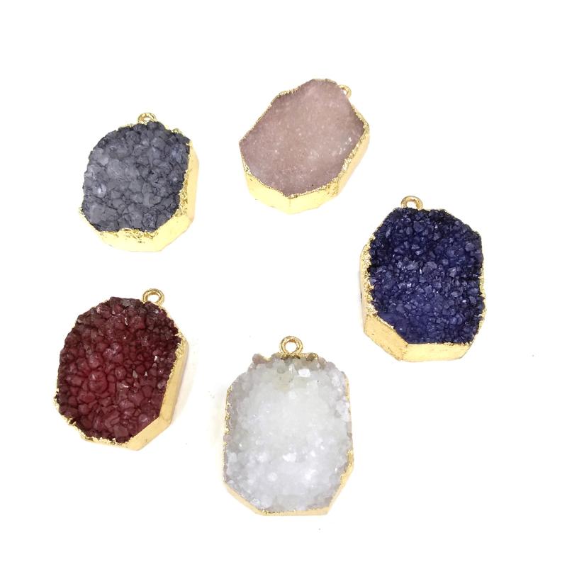 

Rectangular Plated Black Agates Pendant Necklace Reiki Healing Natural Stone Charms For DIY Jewelry MaKing Size 19x28mm