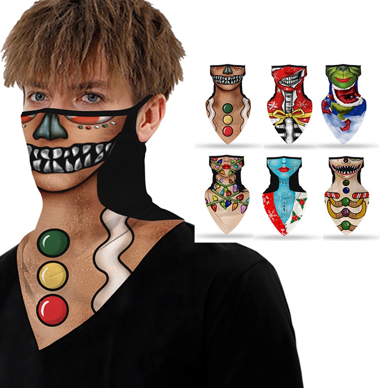 

Cycling Caps & Masks 1Pc Halloween Christmas Motorcycle Neck Scarf Face Cover Balaclava Bandana Print Climb Hike Fish Windproof, H05