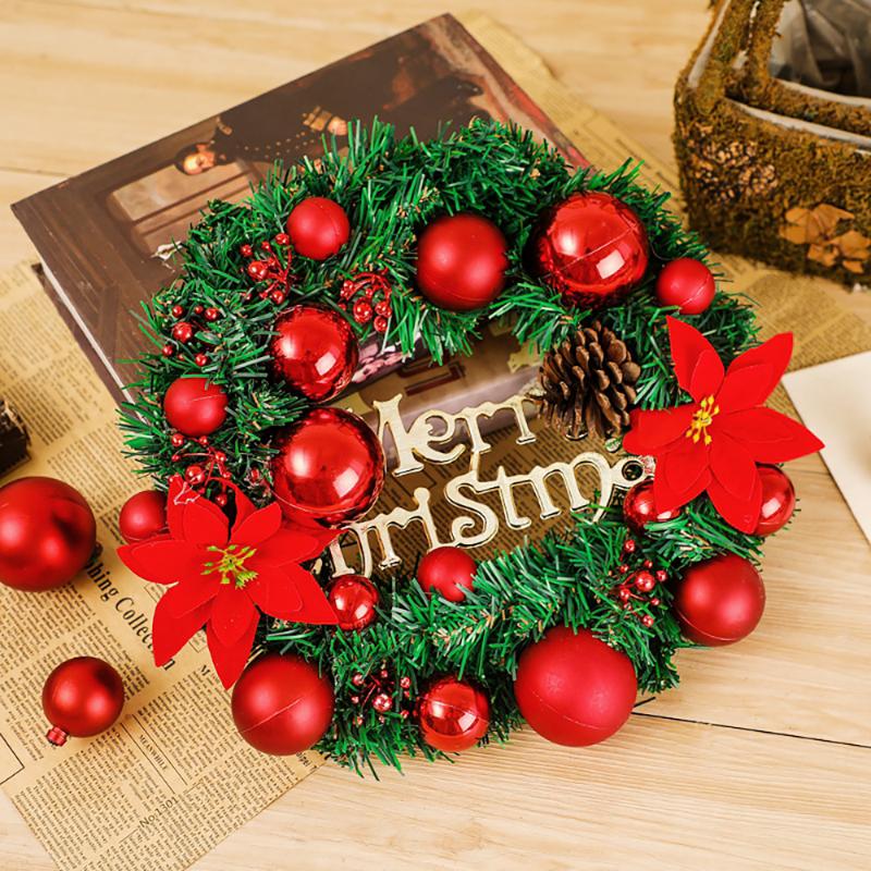 

30CM Christmas Wreath Artificial Plant Rattan Circle Wall Decoration Simulation Fake Flower Door Hanging Wreath For Home, 01