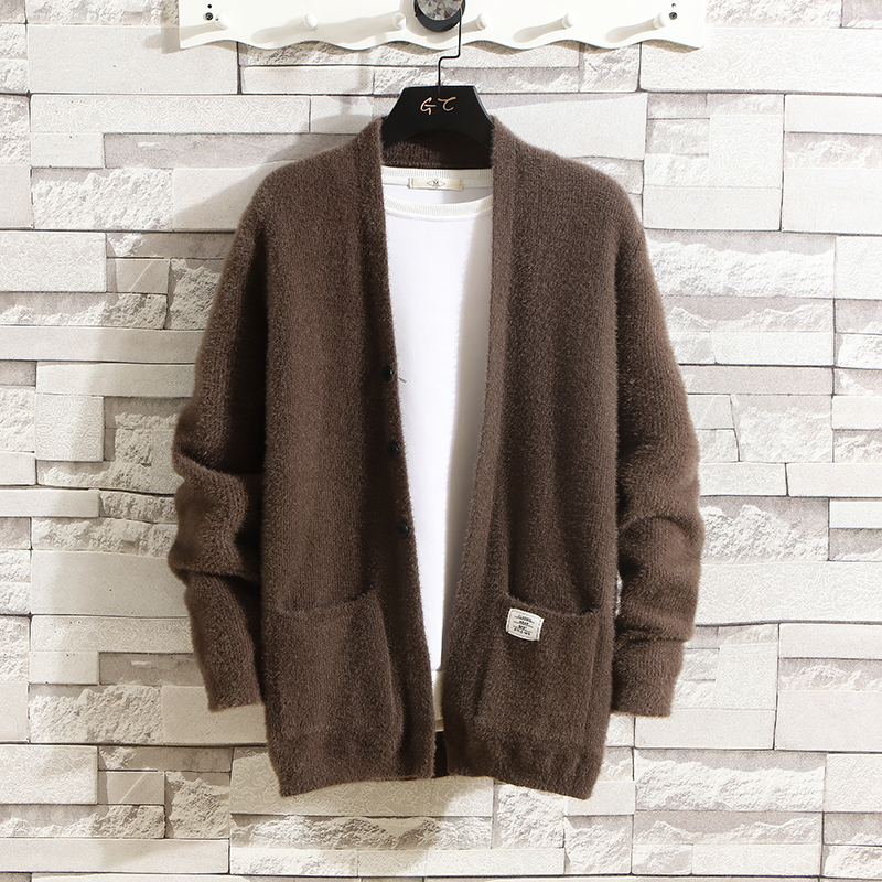 

2019 new faux fur cardigan sweater men's casual jacket knitsweater zipper men, 903