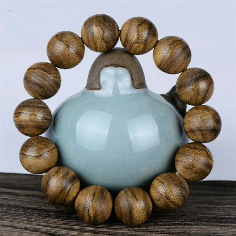 

16mm Natural Agilawood Aloeswood Wood Big Round Bead Powerful Stretch Bracelets For Women And Men Drop Shipping