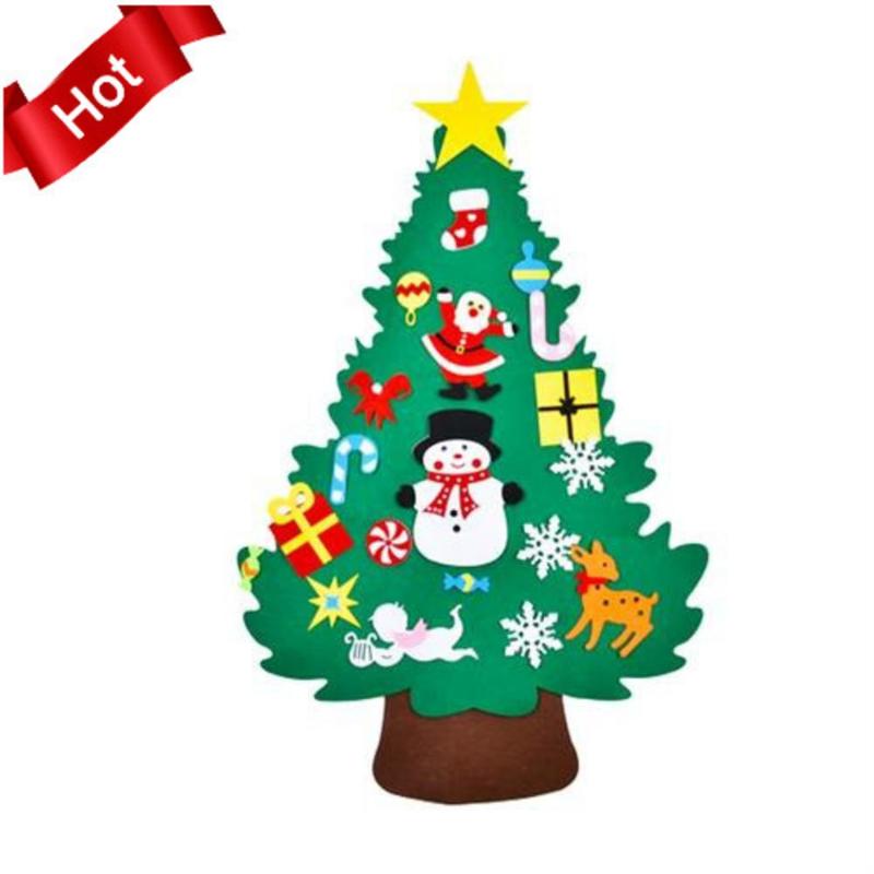 

HOT DIY Felt Christmas Tree Pendants Wall Hanging Decoration Stickers Xmas Ornaments Children Gift For Home Christmas Decoration