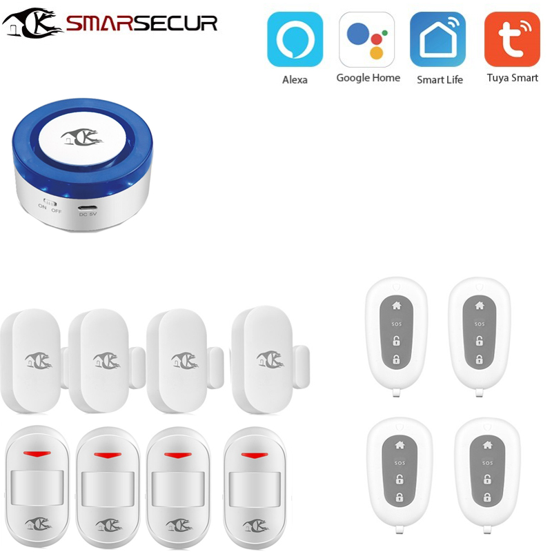 

Wireless WiFi alarm siren Tuya Smart life app remote control compatible alexa Google Home Voice