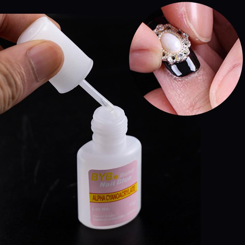 

1Pcs Nail Glue Nail Tips Glitter UV Acrylic Rhinestones False Glue Decoration With Brush Extention Tool 10g