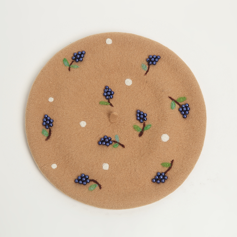 

Berets Manual Grape Berries Beret Qiu Dong The Elegant Temperament Painter Cap, Camel