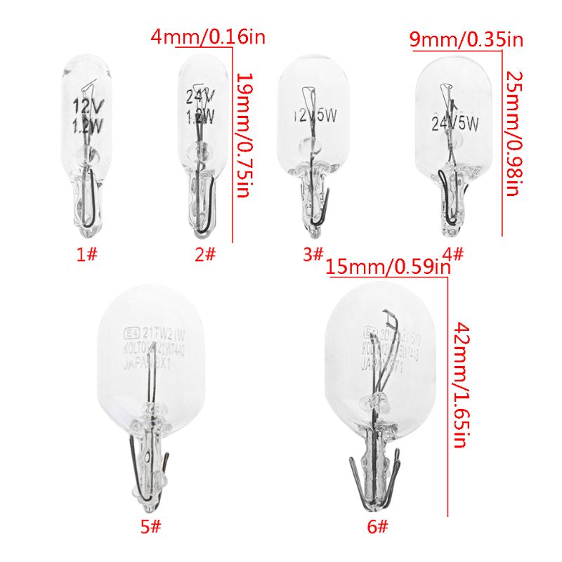 

Hot 10 Pcs T5 W5W White Color 1.2W 194 501 DC 12V/24V Car Bulb Side Wedges Car Light Source Instrument Lamp Universal, As pic